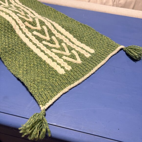 Rare Kate Spade Scarf and Mitten Set Green & Cream - Picture 3 of 5